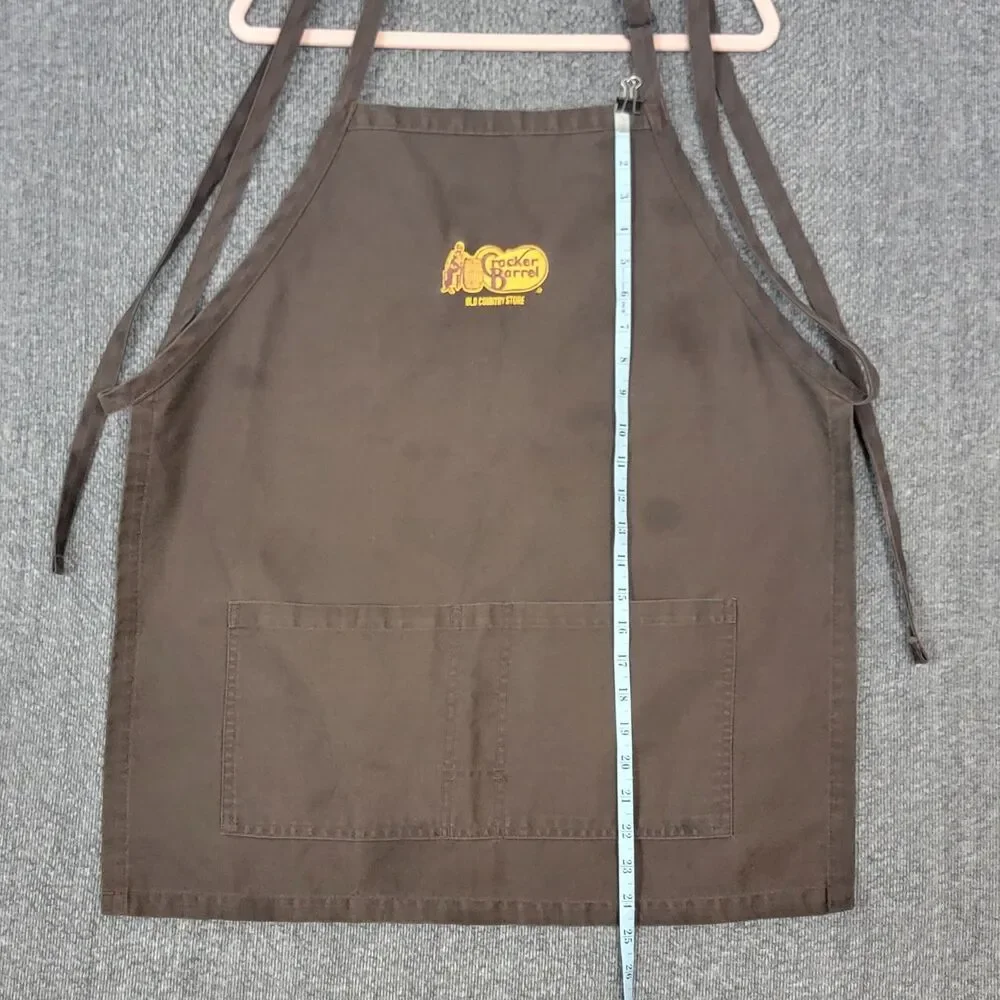 Lot of 2 Cracker Barrel Old Country Store Apron Brown Pockets Adjustable Bib